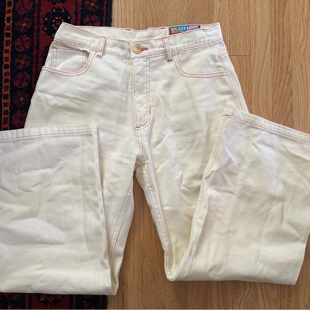 Big Bud Press discontinued sailor jeans white with red stitching size 29